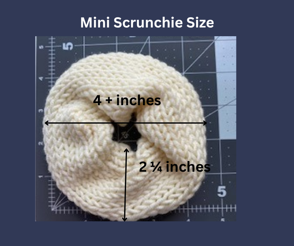 mini scrunchie with size measurements