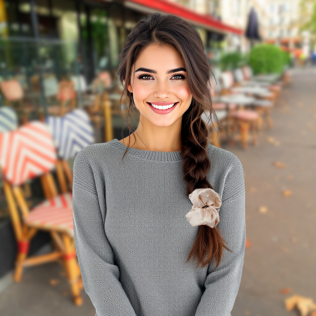 Mulberry Silk Scrunchie on Woman