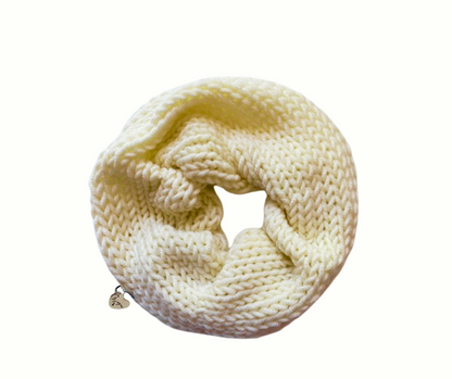 cream white knit wool scrunchie on white background
