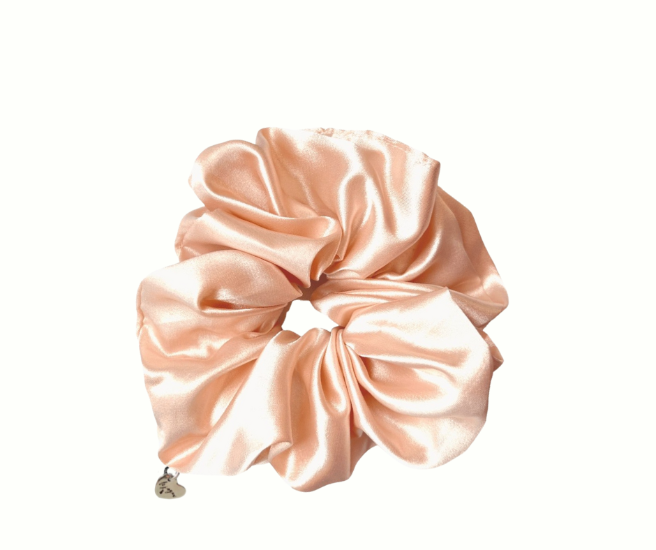Prosecco satin scrunchie on a white background