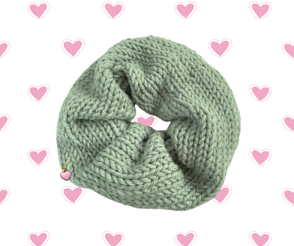 The Sweetheart Knit Wool Scrunchie in Soft Green