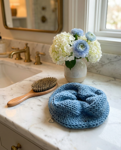 Discover Blue - Merino Wool Hair Wrap