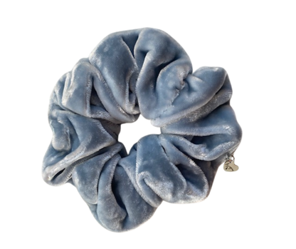silk velvet scrunchie in ice blue
