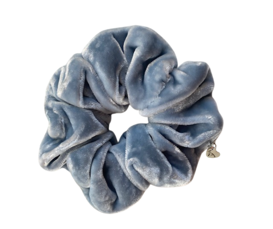 silk velvet scrunchie in ice blue
